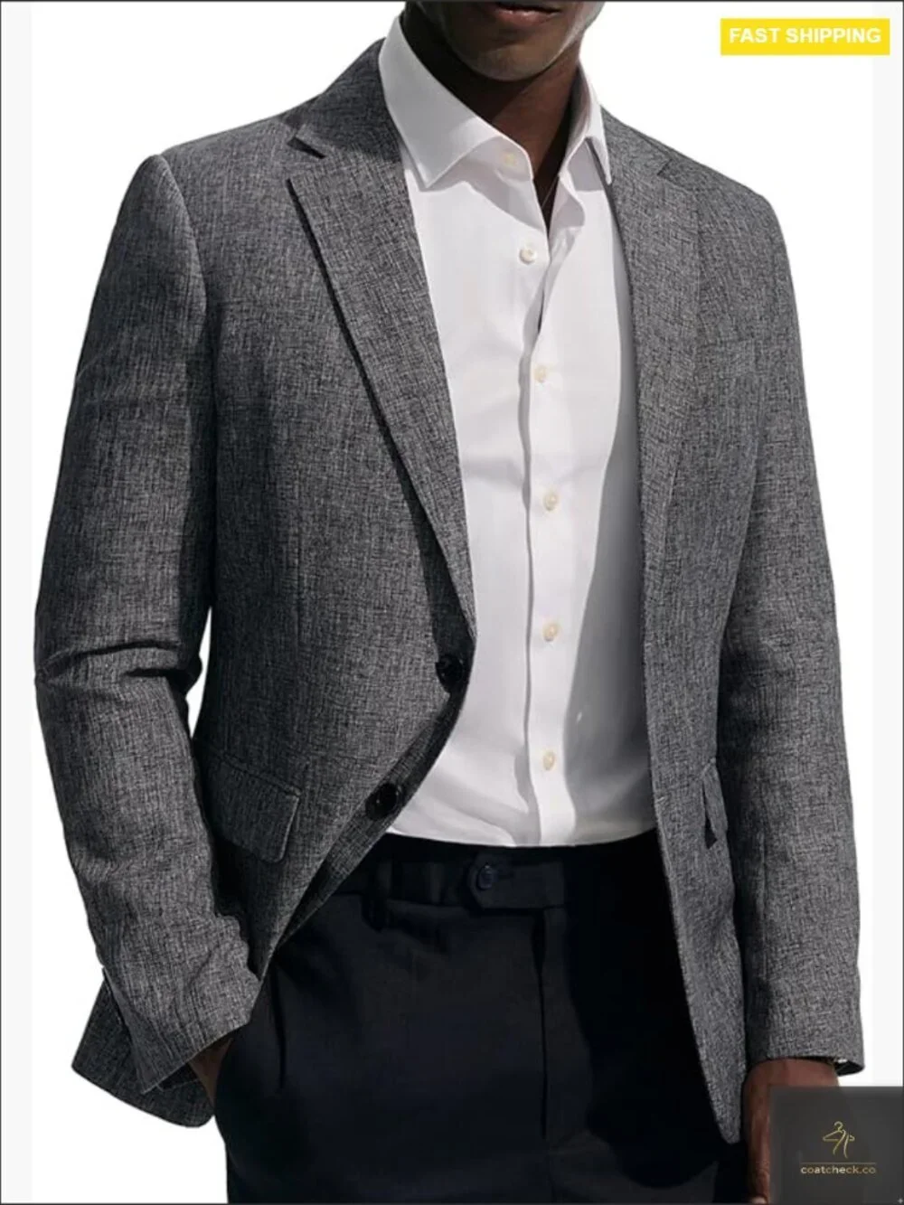 Slim Fit Sport Coat Lightweight Blazer Two Button Casual Business Jacket